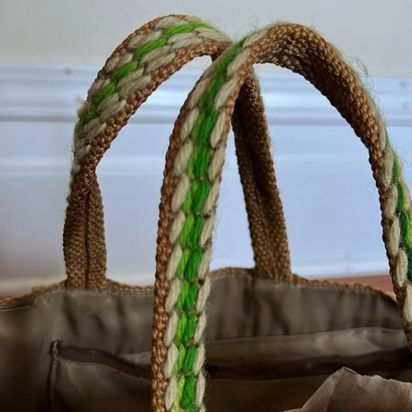 Unique Vintage Hand Stitched Green and Brown Handbag - Picture 3 of 10